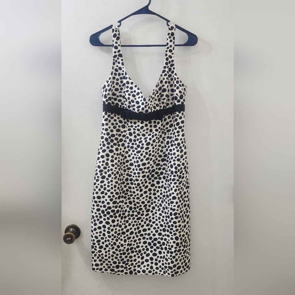 David‎ Meister Elegant Black and White Polka Dot Dress, Size 4, Silk.